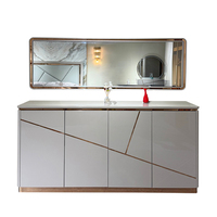 Buffet de Salon Luxueux et Moderne en Bois, Meuble de Rangement pour la Maison, Grand Buffet de Salle à Manger en Bois avec Miroir