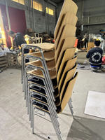 Chaise de conférence en contreplaqué courbé avec cadre chromé, chaise de banquet pour formation