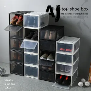 صندوق عرض للأحذية غطاء خارجي شفاف مغناطيسي يفتح من الأمام صندوق عرض للأحذية منظم تخزين موفر للمساحة مقاوم للأتربة في المنزل
