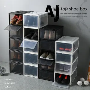 transparent magnet drop front offene tür schuhkarton sneaker display box staubdicht haushalt platzsparend lagerung organizer