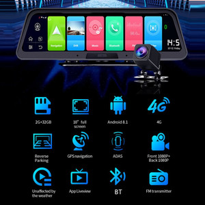 Caméra embarquée GPS de navigation Android 8.1 4G 10 pouces avec 2 Go de RAM, WiFi, enregistreur vidéo FHD 1080P, ADAS, surveillance de stationnement 24h/24 - Product Image 6
