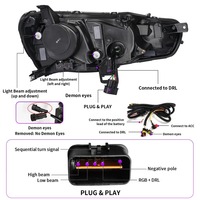 Faros Delanteros Modificados RGB para Mitsubishi Lancer X 2008-2018, Lámpara Frontal con LED DRL Actualizada a Estilo Defender