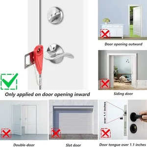 Serrure de porte de sécurité portable pour voyageurs et familles, 1 pièce, universelle, pour la sécurité du sommeil, serrure de porte portable pour voyage - Product Image 2