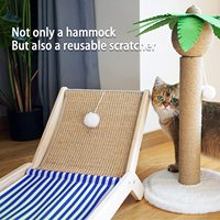 Hamac rectangulaire pour chat en bois massif, mini chaise de plage, lit surélevé pour chat avec plateau en sisal durable pour chats d'extérieur, en carton