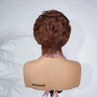 Perruques courtes en cheveux humains 100% Remy brésiliens, couleur rouge vin, avec dentelle transparente HD, pour femmes noires