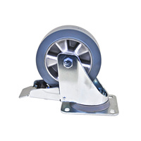 Roue pivotante robuste à double frein en aluminium 150x50, avec roulement à billes double, en caoutchouc élastique gris, silencieuse, de la marque Source Factory Products