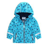 Vestes imperméables à capuche pour bébés garçons avec fermeture éclair, imprimé dinosaure de dessin animé, collection automne, vente en gros