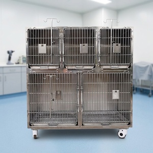 Cage pour chien en acier inoxydable <span class=keywords><strong>EUR</strong></span> VET à 5 portes, 304, épaisseur 1,2 mm, anti-corrosion, personnalisable, roues robustes avec freins pour clinique - Product Image 5