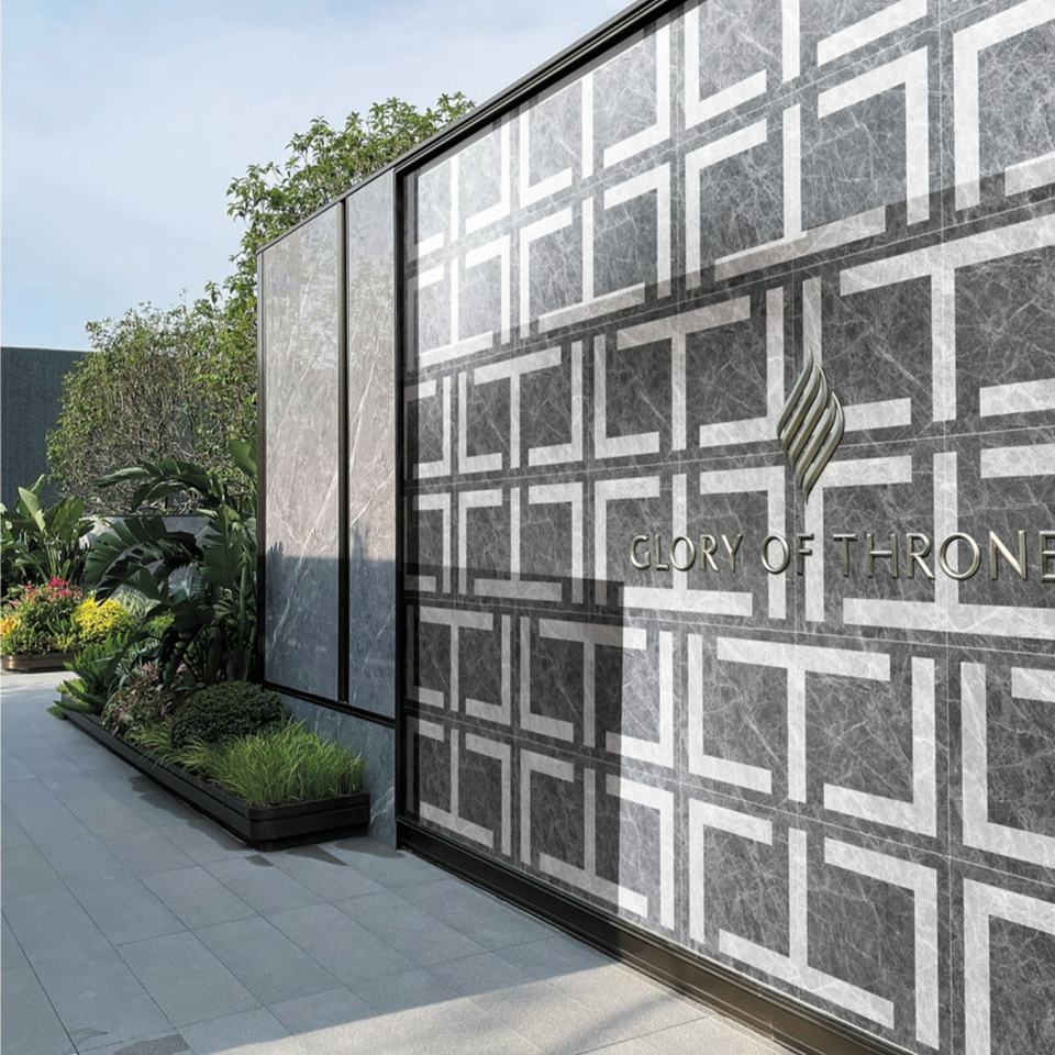 Geometric Ceramic Tile Dark Gray Marble Veining Light Gray Framed ...