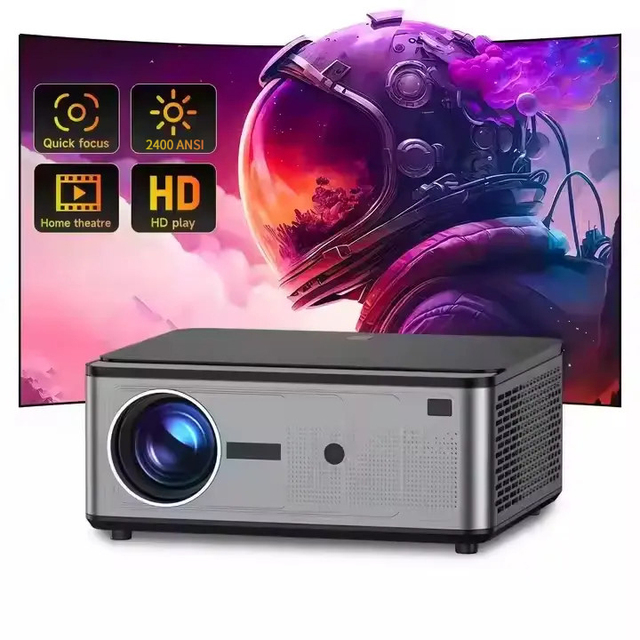 YDH-Z2 4K UHD Android 12 Projector 2.4G WiFi 2400 ANSI LED Lamp Stereo Function 1.8-7m Projection Manual Focus Built-in Speaker