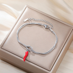Bracelets minimalistes très vendus pour femmes et hommes, accessoires porte-bonheur, bracelets en acier inoxydable avec nœud infini et breloque <span class=keywords><strong>corne</strong></span> <span class=keywords><strong>italienne</strong></span> - Product Image 5