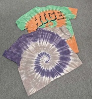 T-shirt en coton vintage délavé à l'acide pour homme, personnalisé en gros, poids du tissu 220 grammes, motif rayé, t-shirt tie-dye