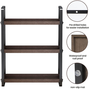 Estante de almacenamiento para baño de 3 niveles, organizador independiente de madera y metal para baño, tocador, cosméticos y toallas - Product Image 4