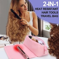 Fer à lisser en néoprène personnalisé pour femmes mallette de rangement d'outils fer à friser outils de coiffure sac de voyage avec tapis résistant à la chaleur