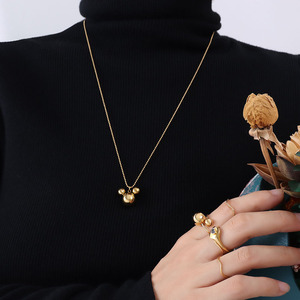 Sevimli üç boyutlu fare kolye 18K altın kaplama paslanmaz çelik uzun zincir karikatür kolye kızlar için - Product Image 5