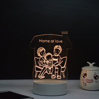Cadeaux promotionnels pour la Saint-Valentin, lampes créatives 3D personnalisées, alimentées par USB, écologiques, en acrylique, LED blanc chaud, lampe de table