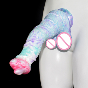 Silicone liquido cazzo pene animale cavallo cane Dildo realistico vene dei capezzoli Dildo con ventosa giocattolo del sesso - Product Image 5