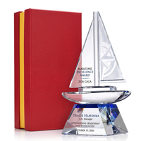 Trophée Voilier en Cristal K9 Haut de Gamme, Grande Surface de Gravure, Nouveau Design, Cérémonie Annuelle, Récompense pour la Reconnaissance des Employés - Vente Chaude