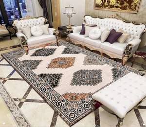 שטיח פוליאסטר מפוספס הניתן להתאמה אישית, שטיח פרסי מתוצרת מכונה לבית, ניתן לכביסה, כיסוי רצפה דקורטיבי לסלון - Product Image 4