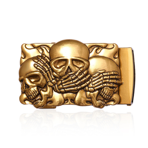 Boucle de ceinture rétro en argent 3D en forme de crâne, style punk rock, pour hommes, streetwear, ceinture en cuir heavy metal. - Product Image 3