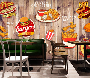 <span class=keywords><strong>Murale</strong></span> Adesivo 3D Moderno per Ristoranti, Pizza e Hamburger, Impermeabile e Resistente all'Umidità, per Intrattenimento - Product Image 4