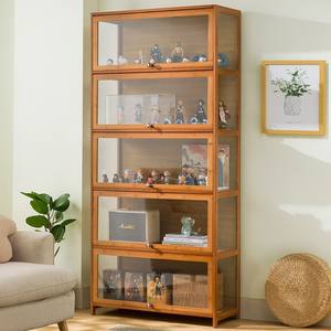 Bamboo Acrylic Non-Glass Rectangular Figurine Display Cabinet for <strong>Lego</strong> and Model Toy Storage Smoke Finish Model - Product Image 2