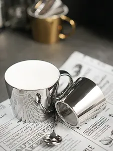 Juego de tazas y platillos de cerámica con espejo para café, taza reflectante de animales de estilo nórdico para taza de reflexión de Espresso, 90ml, 3 onzas