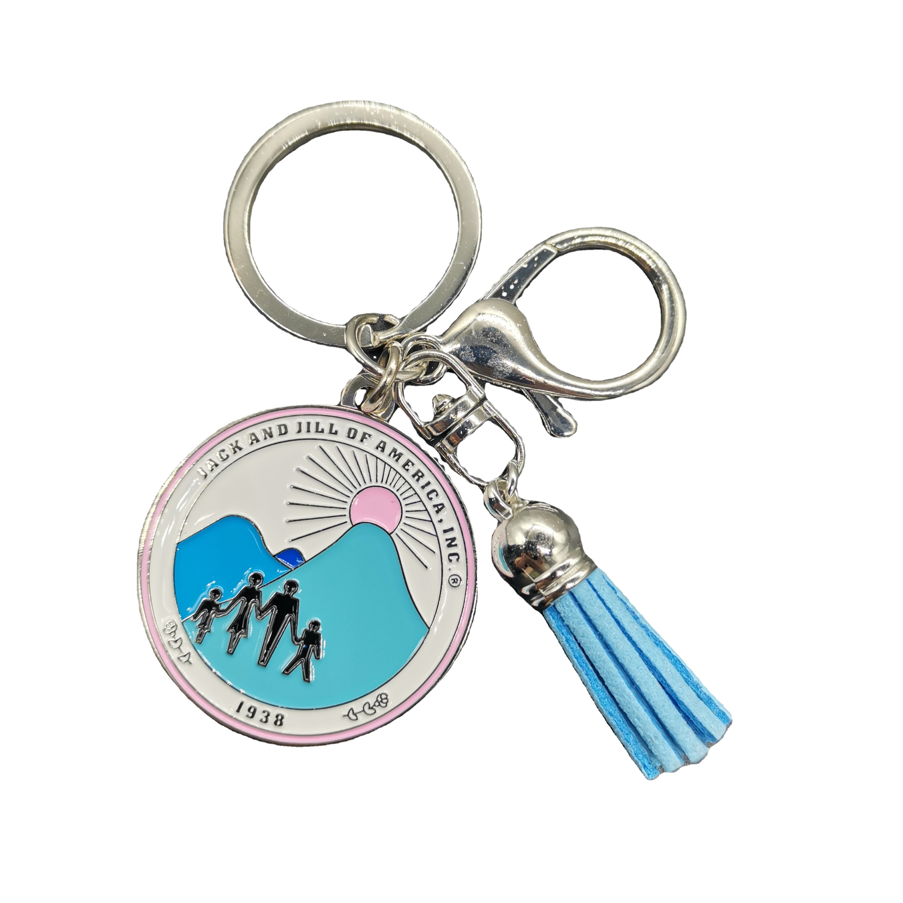 Porte-clés en métal avec pompon