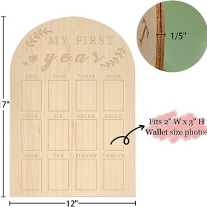 Marco de Fotos Personalizado de Madera para el Primer Año del Bebé, Marco de Fotos con Mariposas para el Primer Año, Tablero de Hitos de <span class=keywords><strong>12</strong></span> <span class=keywords><strong>Meses</strong></span>, Marco de Recuerdos para Bebé - Product Image 1