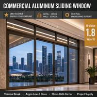 Ventana Abatible Moderna de Aluminio para Exteriores, Edificios Comerciales, Hoteles, Doble Acristalamiento, Rotura de Puente Térmico, Eficiencia Energética, OEM