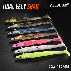 Señuelo de <span class=keywords><strong>Pesca</strong></span> de Salmón Suave de 130 mm y 22 g, con Cola de Paleta, Cabeza Plomada, Anzuelo Metálico, <span class=keywords><strong>Vinilo</strong></span> Vibrante, Cebo Artificial para Agua Salada - Product Image 5