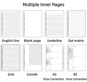 Cahiers d'étudiant personnalisables A4/A5/A6/B5 avec couverture transparente mate, cahiers à spirales épaissis, lignés, à points, vierges - Product Image 6