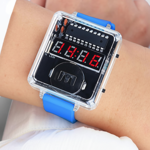 Reloj Electrónico DIY Transparente Creativo con Microcontrolador, Pantalla Roja, Tubo Digital, Unisex, con Correa de Plástico y Hebilla - Product Image 1