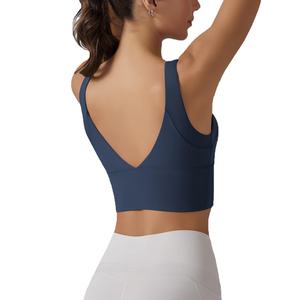 Soutien-gorge de sport pour femme OEM, design dos nageur à col en V, doux comme un nuage, avec bonnets intégrés, haute élasticité, respirant, style fitness et yoga - Product Image 6