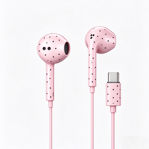 Auriculares Tipo C con Diseño de Estrellas y Puntos, Audífonos Intrauditivos con Cable Tipo C, Auriculares con Puntos, Auriculares con Estrellas - Product Image 2