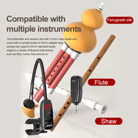 Microphone d'instrument sans fil professionnel UHF à clipser pour flûte Hulusi