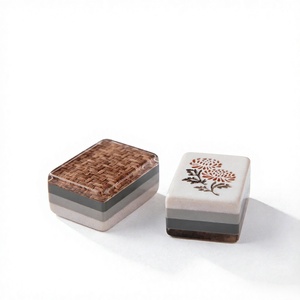 Luxury 4 Layer Acrylic American Mahjong Tiles Rattan Pattern Woven Design Portable Foldable Game Set for <b>Entertainment</b> - Product Image 4
