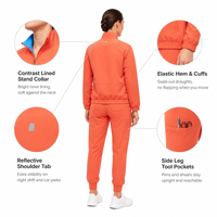 Ensemble de tenue médicale unisexe 3 pièces : veste coupe-vent à col montant, haut à col en V, pantalon de jogging – Uniforme pour les nuits d'hôpital