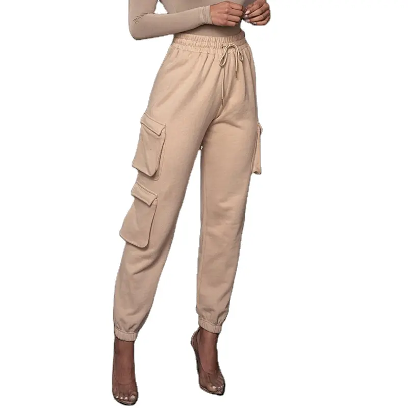 Pantaloni cargo personalizzati autunnali completi da donna pantaloni in spugna di cotone pantaloni della tuta plus size 5xl pantaloni tascabili 3D bianchi pantaloni della tuta da donna