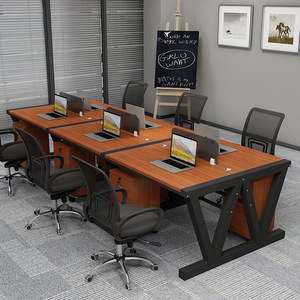 Escritorio de ordenador de oficina con pantalla para varias personas, escritorio de oficina con gabinete de almacenamiento y silla - Product Image 3