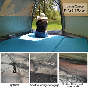 Carpa Automática <span class=keywords><strong>Desert</strong></span>&<span class=keywords><strong>Fox</strong></span> para 3-4 Personas, Fácil de Armar, para 4 Estaciones, Ideal para Viajes Familiares y Excursionismo - Product Image 2