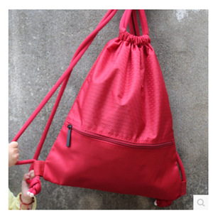Mochila con cordón ajustable, bolsa deportiva, saco de gimnasio, mochila de entrenamiento con bolsillo frontal con cremallera - Product Image 6