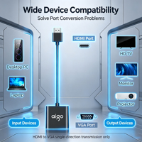 Adaptateur VGA vers audio vidéo, livré avec prise audio 3,5 mm et alimentation Micro USB, Plug & Play pour projection en salle de conférence