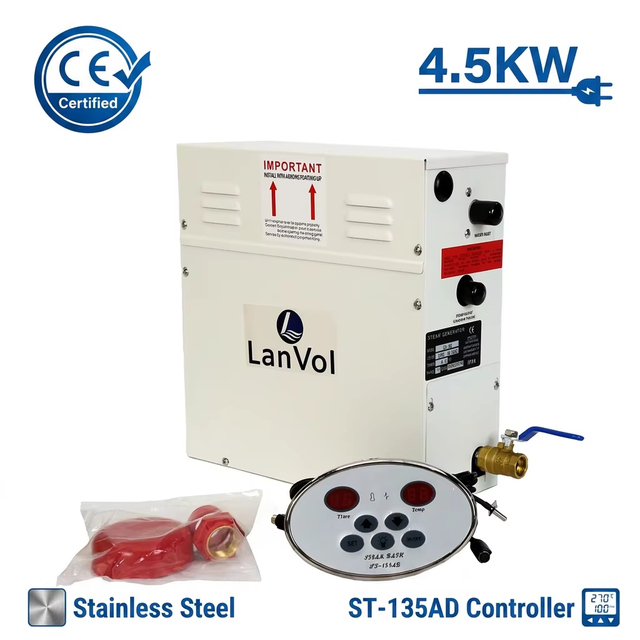 LanVol 4.5KW Steam Generator Stainless Steel Sauna Bath Machine with Controller for Wet Steam Room Spa Shower Steam Engine