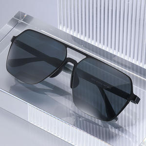 Nouvelles lunettes de soleil carrées pour hommes, monture en métal, verres TAC, protection UV400, couleur noire, pour la conduite en extérieur - Product Image 5