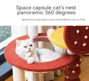 Moderno Tiragraffi per Gatti Solido Tutto-in-Uno con Letto, Grande Struttura per Gatti, Tiragraffi in Corda di Sisal, Piattaforma di Salto, Design a Capsula Spaziale - Product Image 5