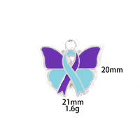 Breloques de sensibilisation à la prévention du suicide pour événements et fêtes sur le thème du suicide, accessoires de décoration, 10 pièces, pendentifs breloques ruban violet et turquoise