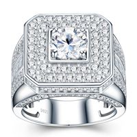Bagues pour hommes entièrement serties de moissanite, bijoux hip-hop, bague géométrique en argent sterling 925, cadeau de luxe pour hommes