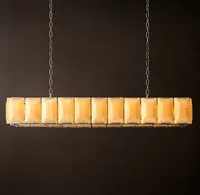 Lustre rectangulaire contemporain en calcite pour salon, luminaire suspendu décoratif moderne