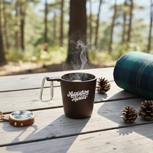 Mini tasse écologique en <span class=keywords><strong>grains</strong></span> de <span class=keywords><strong>café</strong></span> avec clip EK022, tasse de camping portable réutilisable pour la randonnée, les voyages, le bureau, 90 ml, marron - Product Image 2
